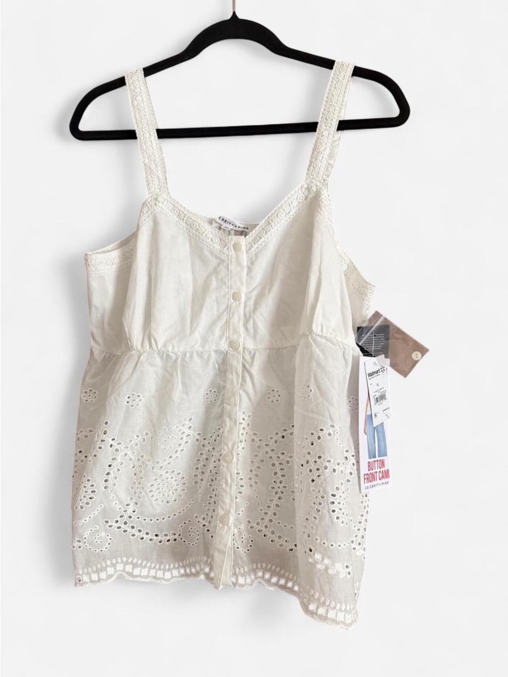 Celebrity Pink 100% Cotton White Button-Front Cami